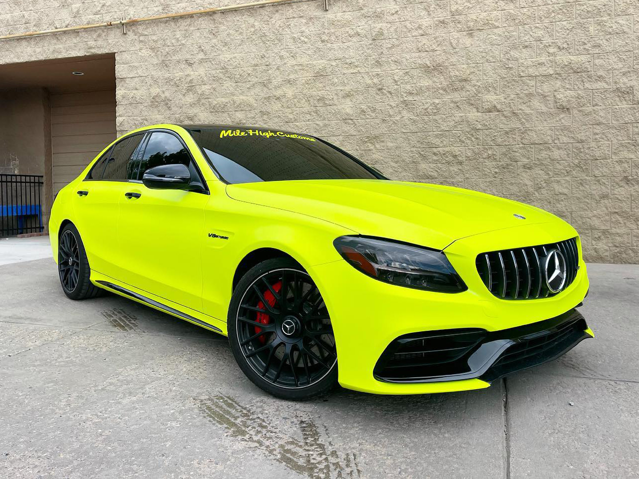 Ceramic Coating and Paint Protection on Mercedes C63s AMG Custom Wrap Print  Designed by Blue Boii —